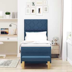 Postel s boxspringem s čelo Modrá 200 x 80 cm textil - obrázek 3
