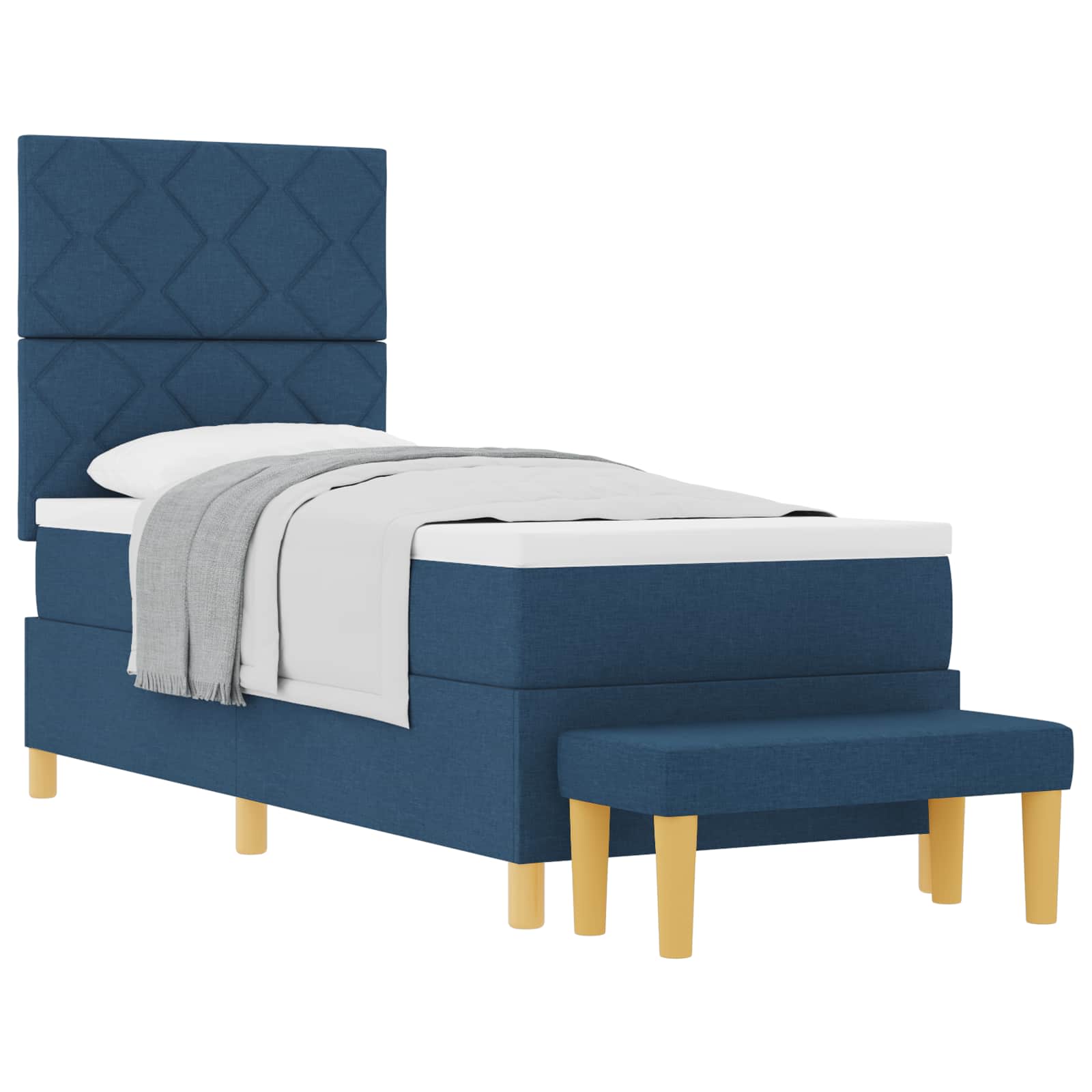 vidaXL Boxspring bed met hoofdeinde Blauw 200 x 80 cm Stof, foto 3