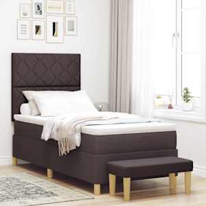 Postel s boxspringem s čelo Tmavě hnědá 190 x 90 cm textil - obrázek 1