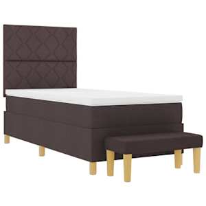 Postel s boxspringem s čelo Tmavě hnědá 190 x 90 cm textil - obrázek 4