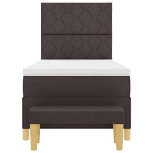 Postel s boxspringem s čelo Tmavě hnědá 190 x 90 cm textil - obrázek 8
