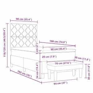 Postel s boxspringem s čelo Tmavě hnědá 190 x 90 cm textil - obrázek 13