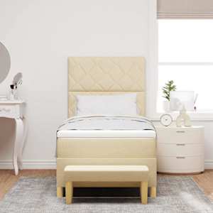 Postel s boxspringem s polštářem Krémová 190 x 90 cm textil - obrázek 3