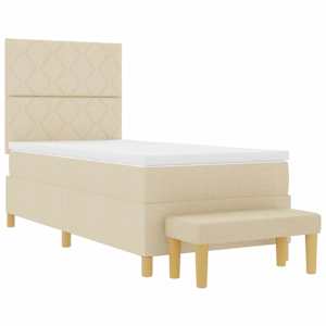 Postel s boxspringem s polštářem Krémová 190 x 90 cm textil - obrázek 4