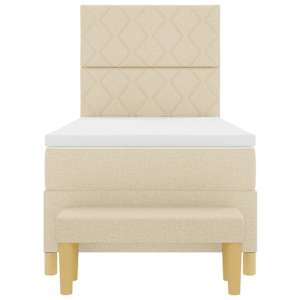 Postel s boxspringem s polštářem Krémová 190 x 90 cm textil - obrázek 8