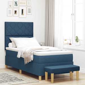Postel s boxspringem s čelo Modrá 190 x 90 cm textil - obrázek 1