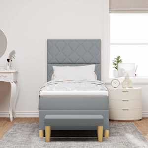 Postel s boxspringem s čelo Světle šedá 200 x 80 cm textil - obrázek 3
