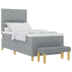 Postel s boxspringem s čelo Světle šedá 200 x 80 cm textil - obrázek 2