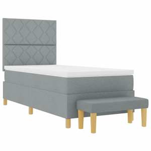 Postel s boxspringem s čelo Světle šedá 200 x 80 cm textil - obrázek 4