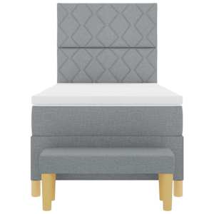 Postel s boxspringem s čelo Světle šedá 200 x 80 cm textil - obrázek 8