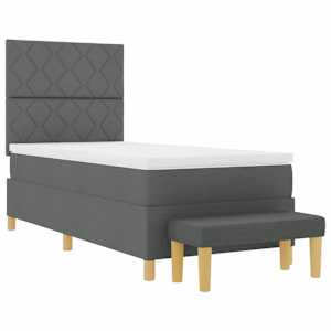 Postel s boxspringem s čelo Tmavě šedá 200 x 90 cm textil - obrázek 4