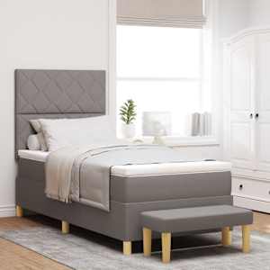 Postel s boxspringem s matrací s čelo Taupe 90 x 200 cm textil - obrázek 1