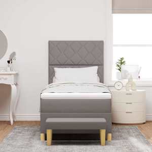 Postel s boxspringem s matrací s čelo Taupe 90 x 200 cm textil - obrázek 3