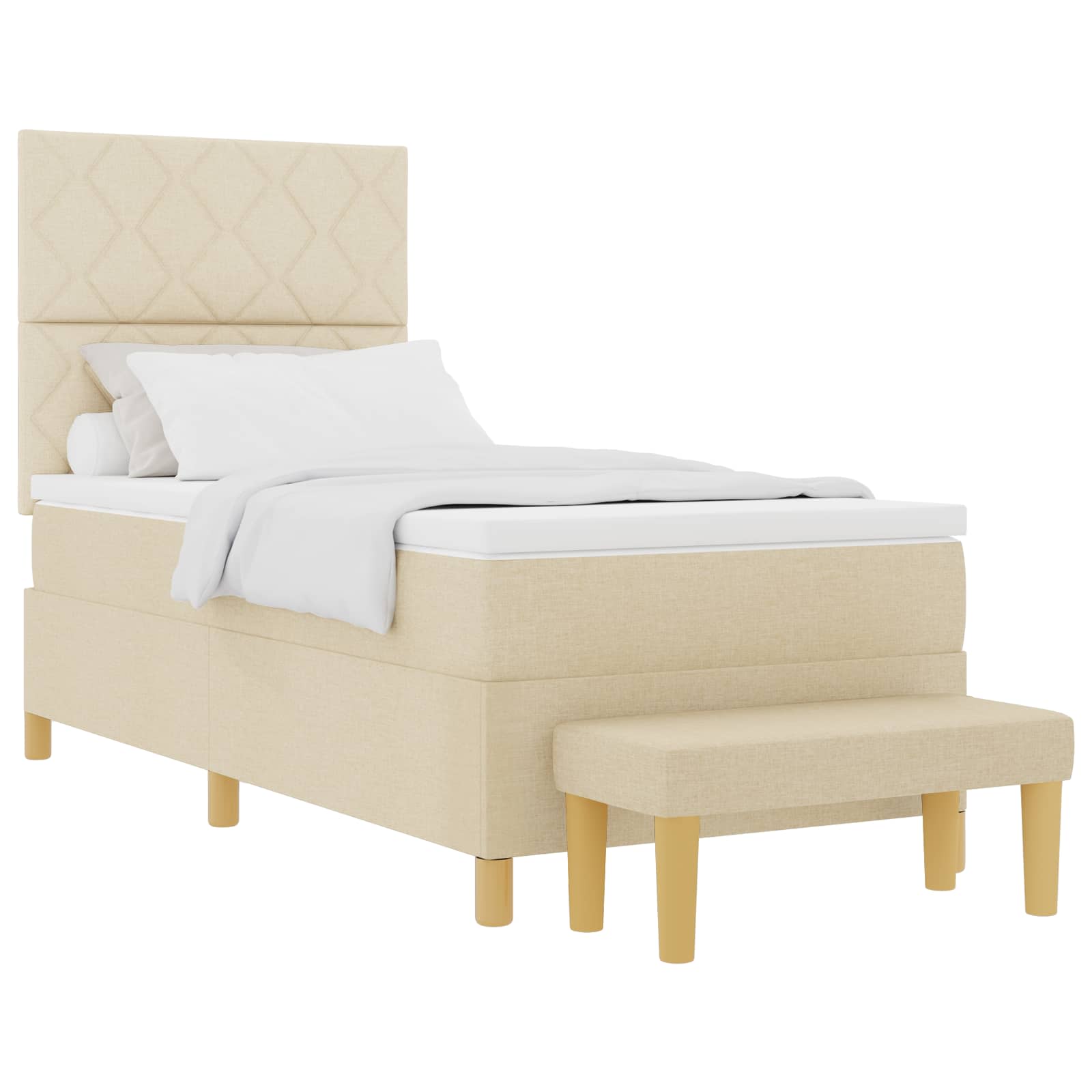 Thumbnail - vidaXL Boxspringbett mit Matratze Creme 100 x 200 cm Stoff