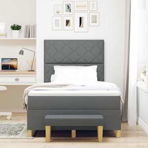 Postel s boxspringem s matrací Tmavě šedá 120 x 190 cm textil - obrázek 3