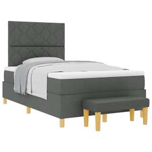 Postel s boxspringem s matrací Tmavě šedá 120 x 190 cm textil - obrázek 2