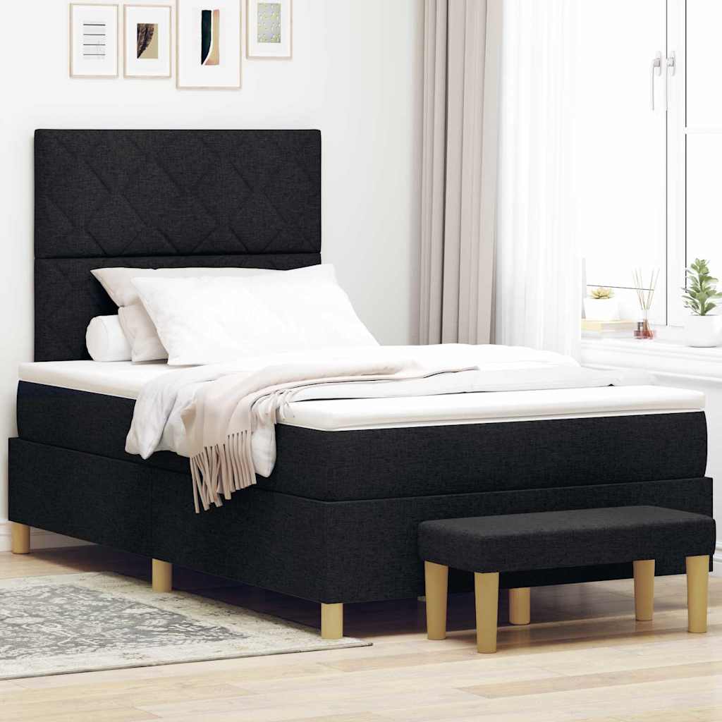 Box Spring Voodi koos Madratsi ja Pingiga Must 120x190 cm Kangas