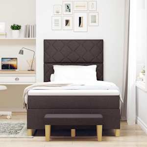 Postel s boxspringem s čelo Tmavě hnědá 190 x 120 cm textil - obrázek 3