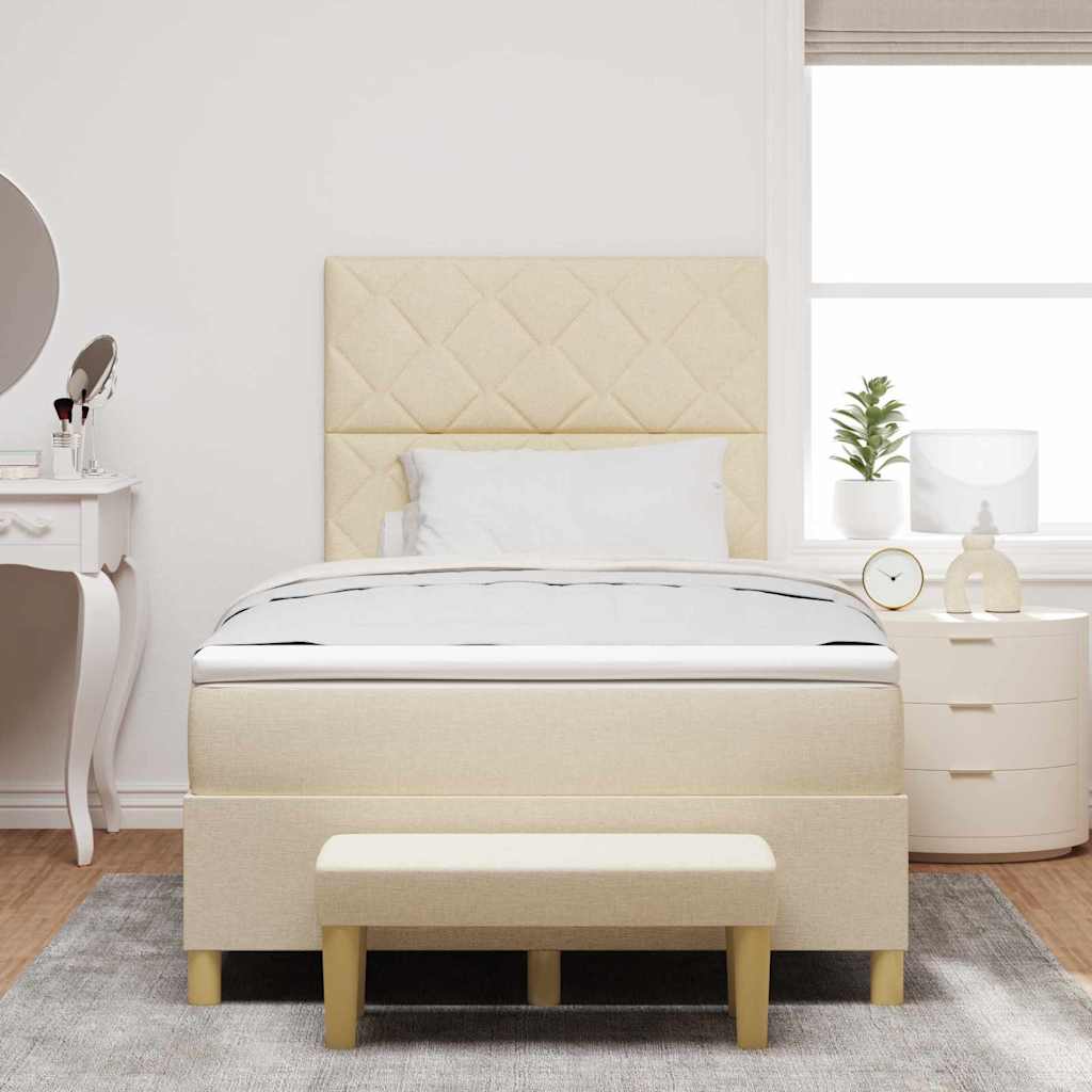 Postel s boxspringem s matrací Krémová 120 x 190 cm textil - obrázek 3