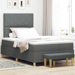 Postel s boxspringem s matrací Tmavě šedá 120 x 200 cm textil - obrázek 1