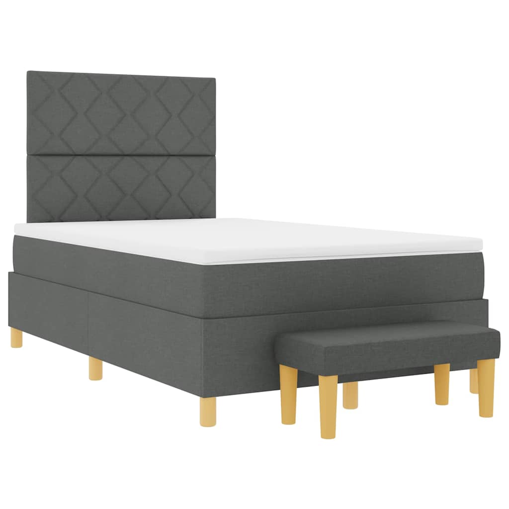 Thumbnail - vidaXL Boxspringbett mit Matratze und Bank Dunkelgrau 120x200 cm Stoff