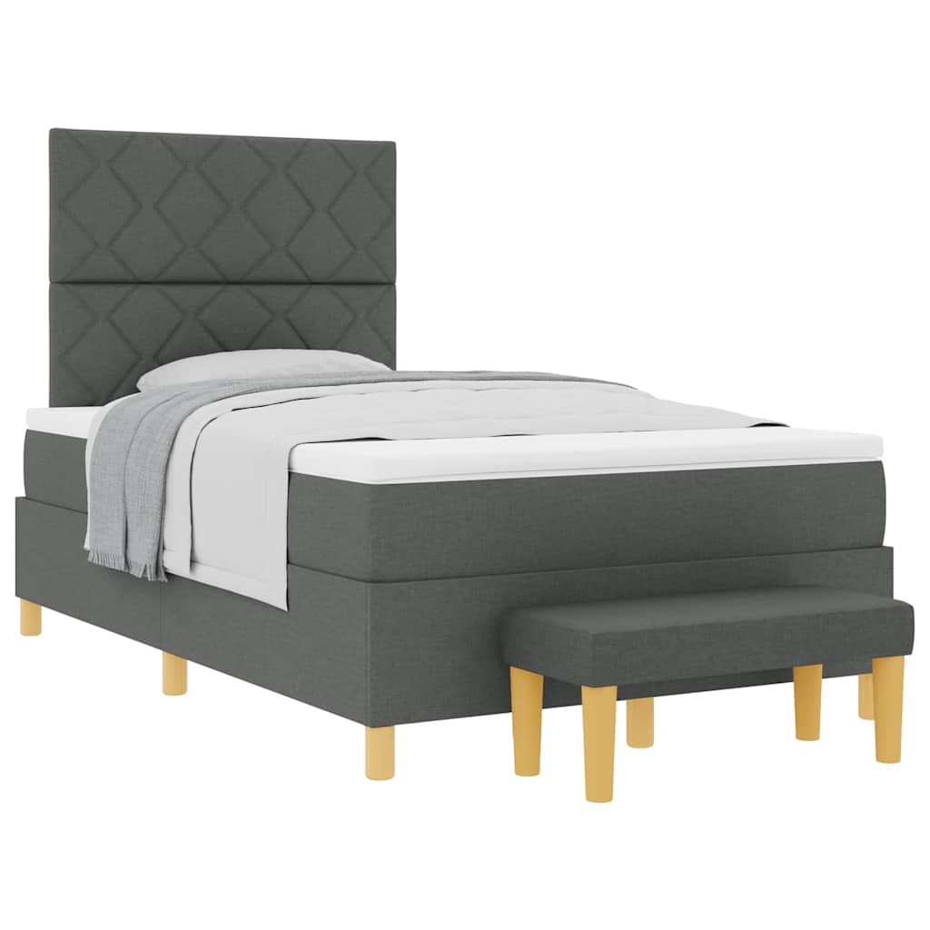 Thumbnail - vidaXL Boxspringbett mit Matratze und Bank Dunkelgrau 120x200 cm Stoff