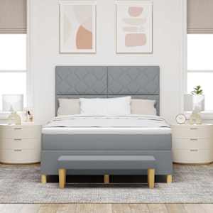 Postel s boxspringem s čelo Světle šedá 190 x 140 cm textil - obrázek 3