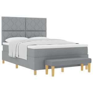 Postel s boxspringem s čelo Světle šedá 190 x 140 cm textil - obrázek 2