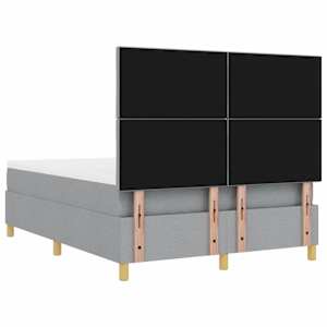 Postel s boxspringem s čelo Světle šedá 190 x 140 cm textil - obrázek 10