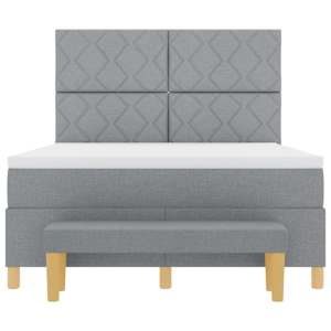 Postel s boxspringem s čelo Světle šedá 190 x 140 cm textil - obrázek 8
