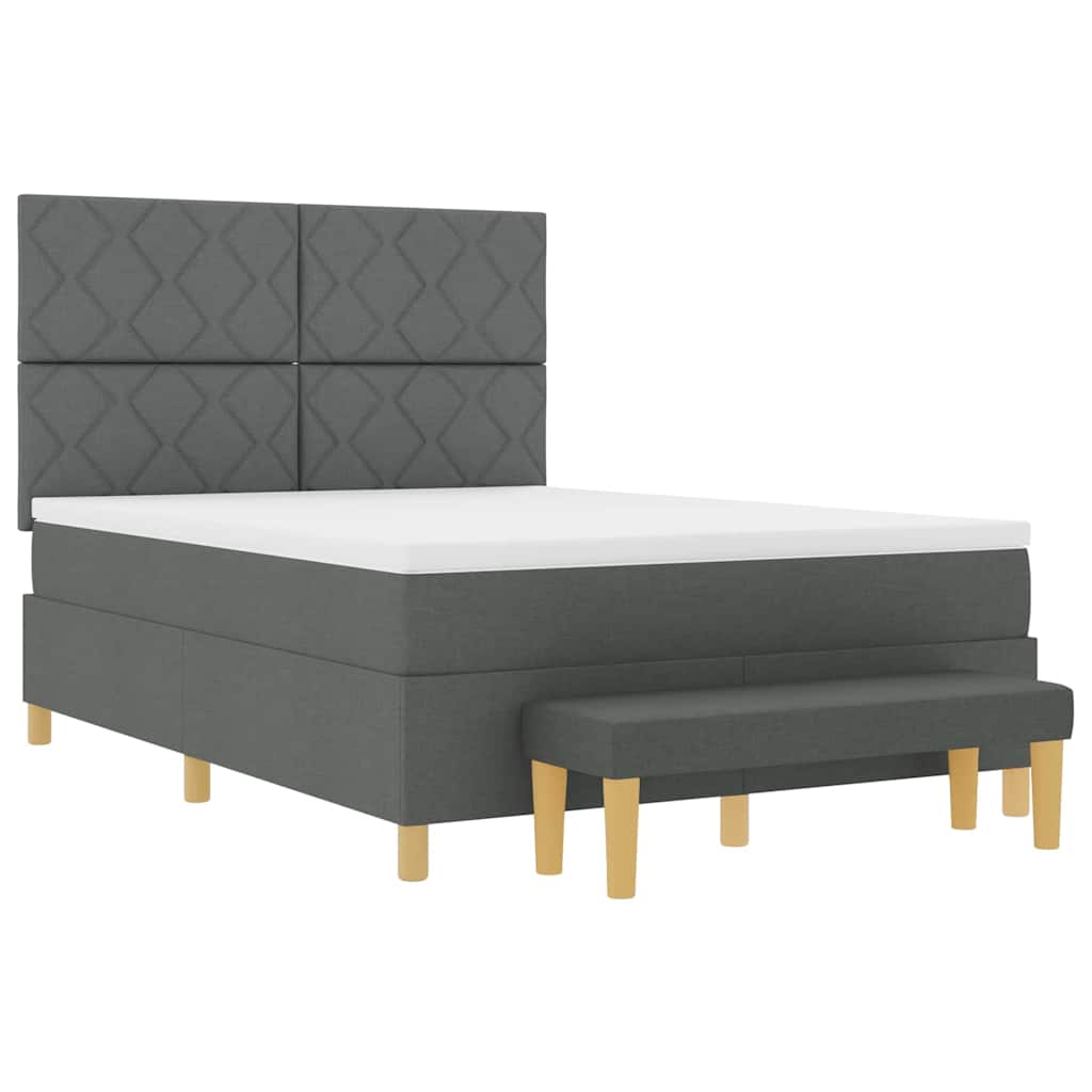Thumbnail - vidaXL Boxspringbett mit Matratze Dunkelgrau 140 x 190 cm Stoff
