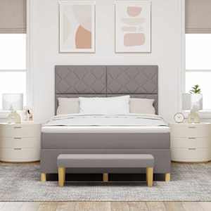 Postel s boxspringem s polštářem Taupe 140 x 190 cm textil - obrázek 3