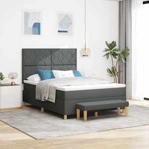 Postel s boxspringem s čelo Tmavě šedá 200 x 140 cm textil - obrázek 1