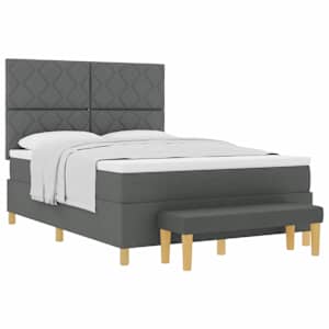 Postel s boxspringem s čelo Tmavě šedá 200 x 140 cm textil - obrázek 2