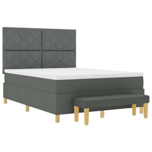 Postel s boxspringem s čelo Tmavě šedá 200 x 140 cm textil - obrázek 4