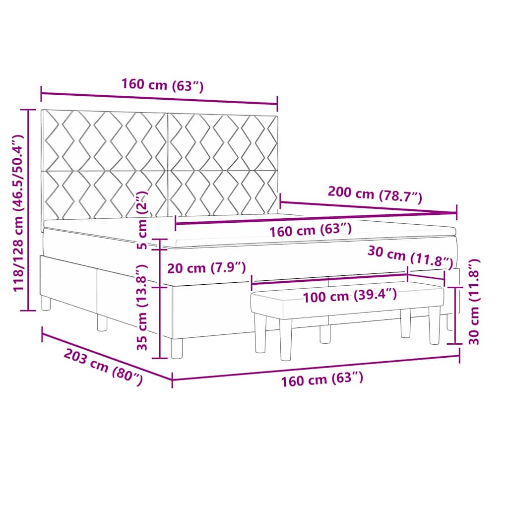 Postel s boxspringem s čelo Světle šedá 200 x 160 cm textil - obrázek 13