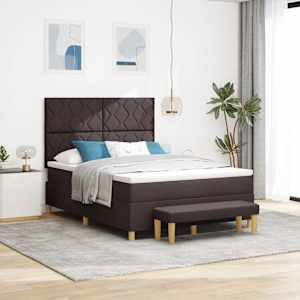 Postel s boxspringem s čelo Tmavě hnědá 200 x 160 cm textil - obrázek 1