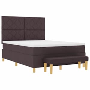 Postel s boxspringem s čelo Tmavě hnědá 200 x 160 cm textil - obrázek 4