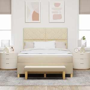 Postel s boxspringem s polštářem Krémová 200 x 160 cm textil - obrázek 3