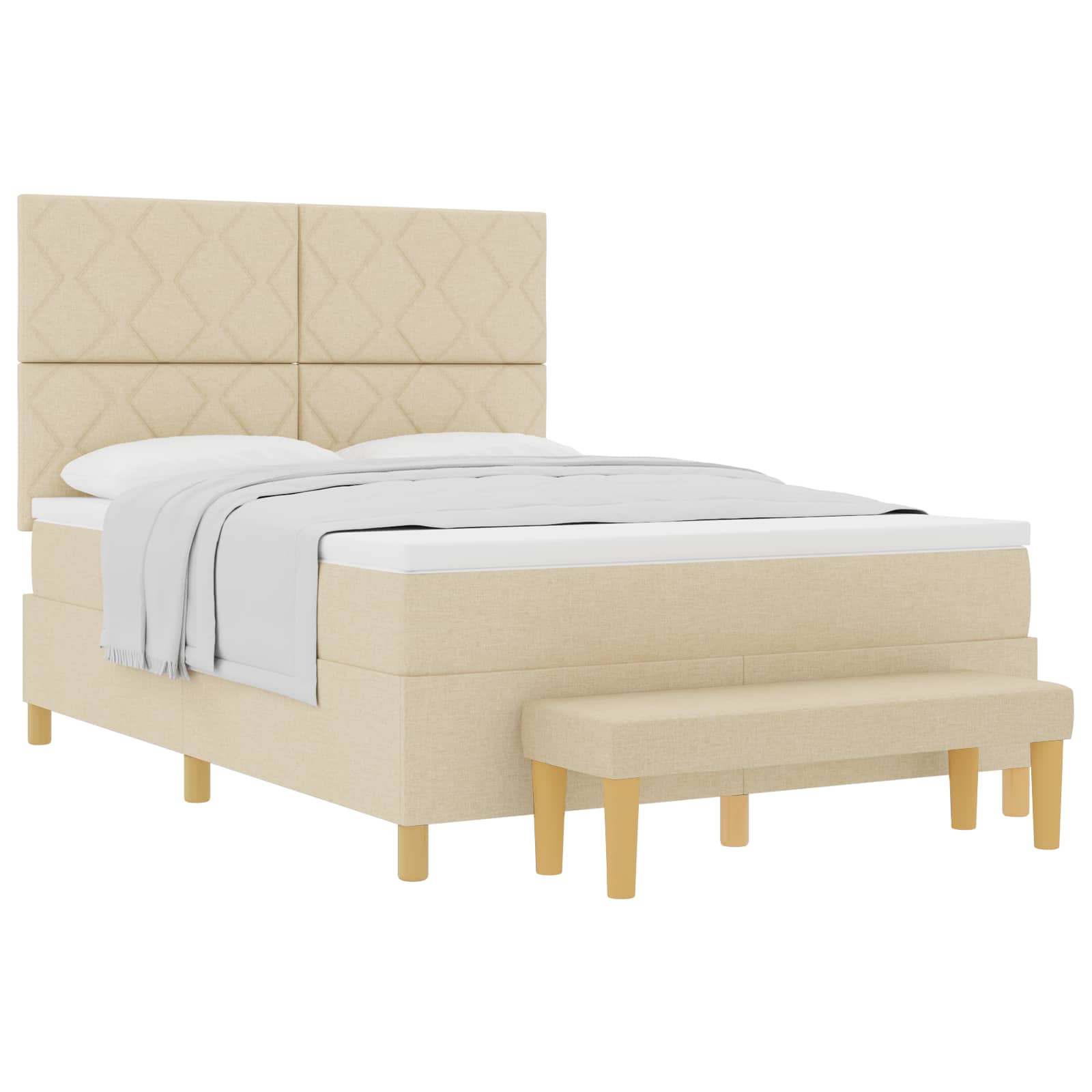 Thumbnail - vidaXL Boxspringbett mit Matratze Creme 160 x 200 cm Stoff