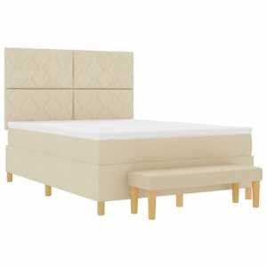 Postel s boxspringem s polštářem Krémová 200 x 160 cm textil - obrázek 4