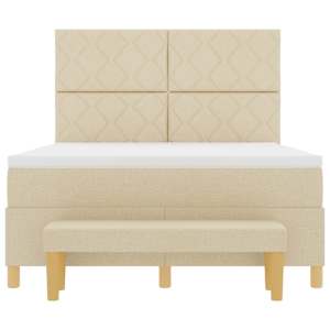 Postel s boxspringem s polštářem Krémová 200 x 160 cm textil - obrázek 8