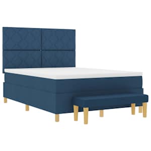 Postel s boxspringem s matrací s čelo Modrá 160 x 200 cm textil - obrázek 4