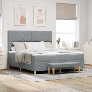 Postel s boxspringem s čelo Světle šedá 200 x 180 cm textil - obrázek 1
