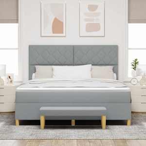 Postel s boxspringem s čelo Světle šedá 200 x 180 cm textil - obrázek 3