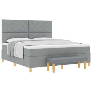 Postel s boxspringem s čelo Světle šedá 200 x 180 cm textil - obrázek 2