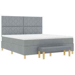 Postel s boxspringem s čelo Světle šedá 200 x 180 cm textil - obrázek 4