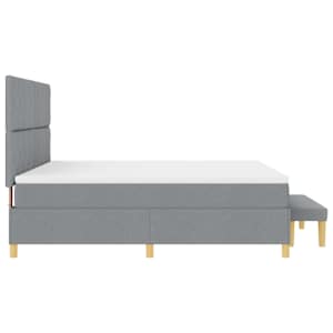 Postel s boxspringem s čelo Světle šedá 200 x 180 cm textil - obrázek 9