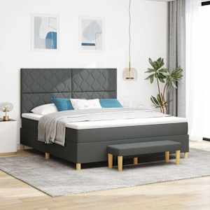 Postel s boxspringem s polštářem Tmavě šedá 200 x 180 cm textil - obrázek 1