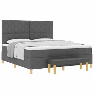 Postel s boxspringem s polštářem Tmavě šedá 200 x 180 cm textil - obrázek 2